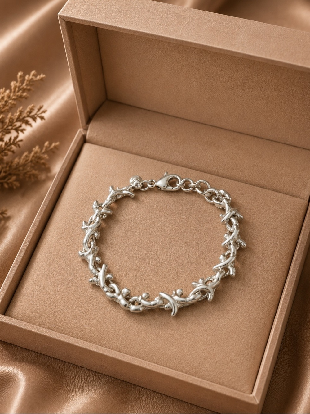 Silver Tone X-Link Chain Bracelet | Statement Bracelet | Vintage Inspired
